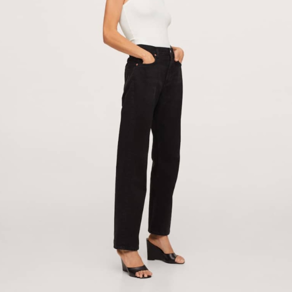 Mango Black Bella Straight Leg Denim, Size 8